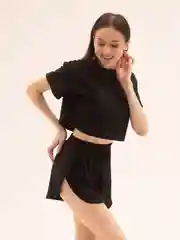 Черный пижама с шортами и футболкой, домашний комплект