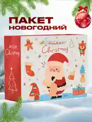 Белый новогодний подарочный пакет, коробка подарочная для упаковки новогоднего подарка
