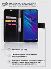 Черный чехол-книжка с магнитной застежкой Honor 8A/8A Prime/Huawei Y6 2019/У6 Prime/Y6s Хонор 8А