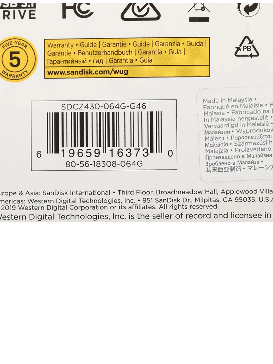Флэш-накопитель USB3.1 64GB SDCZ430-064G-G46 SANDISK