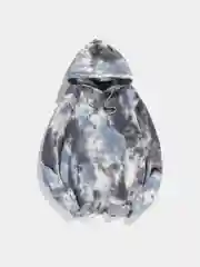 Серый худи мужское толстовка женская унисекс на флисе оверсайз с варенным эффектом в стиле гранж