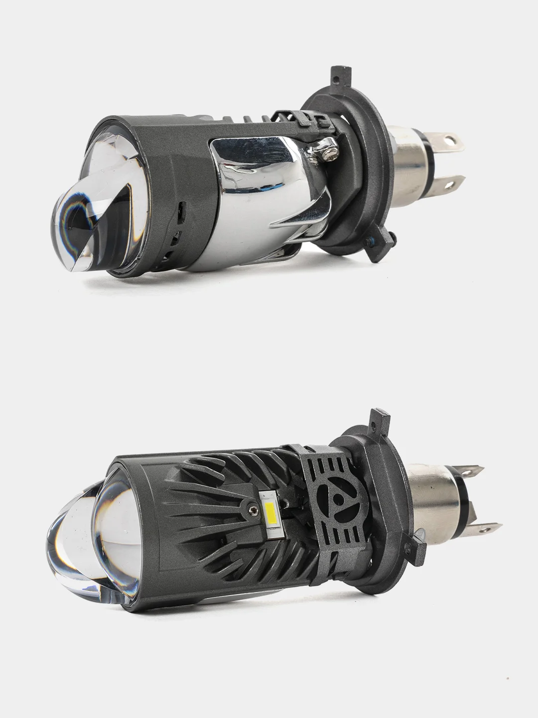 Серый металлик мини Линзы Bi Led H4 (2 шт) автомобильные светодиодные лампы 12- 24V