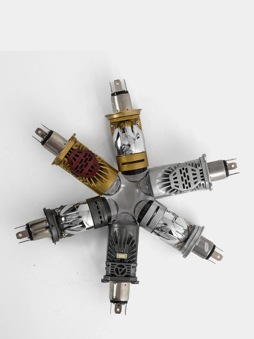 Серый металлик мини Линзы Bi Led H4 (2 шт) автомобильные светодиодные лампы 12- 24V