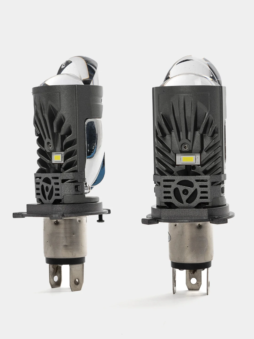 Белый мини Линзы Bi Led H4 (2 шт) автомобильные светодиодные лампы 12- 24V