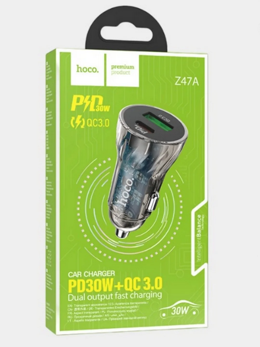 Автомобильное зарядное устройство Hoco с быстрой зарядкой 30W QC3.0 Z47A