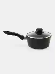 Черный ковш 1,2 л Elan Gallery ГАРМОНИЯ ВКУСА Черный мрамор с крышкой D16, несъёмная ручка