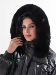 Черный куртка женская зимняя парка теплый пуховик