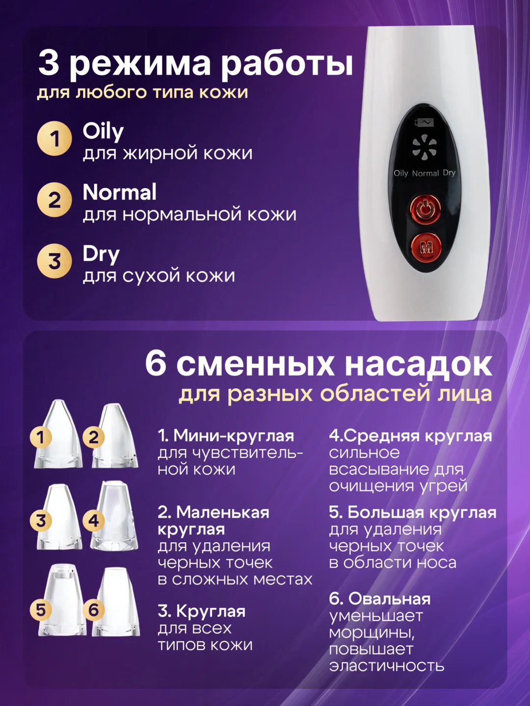 Белый вакуумный очиститель пор, аппарат для чистки лица, массажер, лифтинг