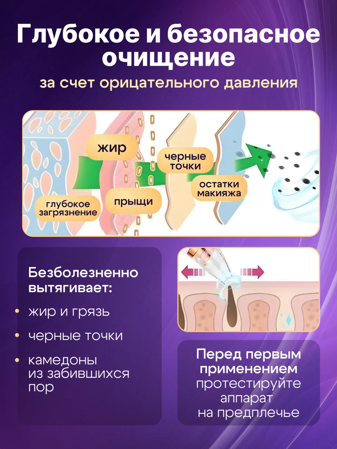 Белый вакуумный очиститель пор, аппарат для чистки лица, массажер, лифтинг