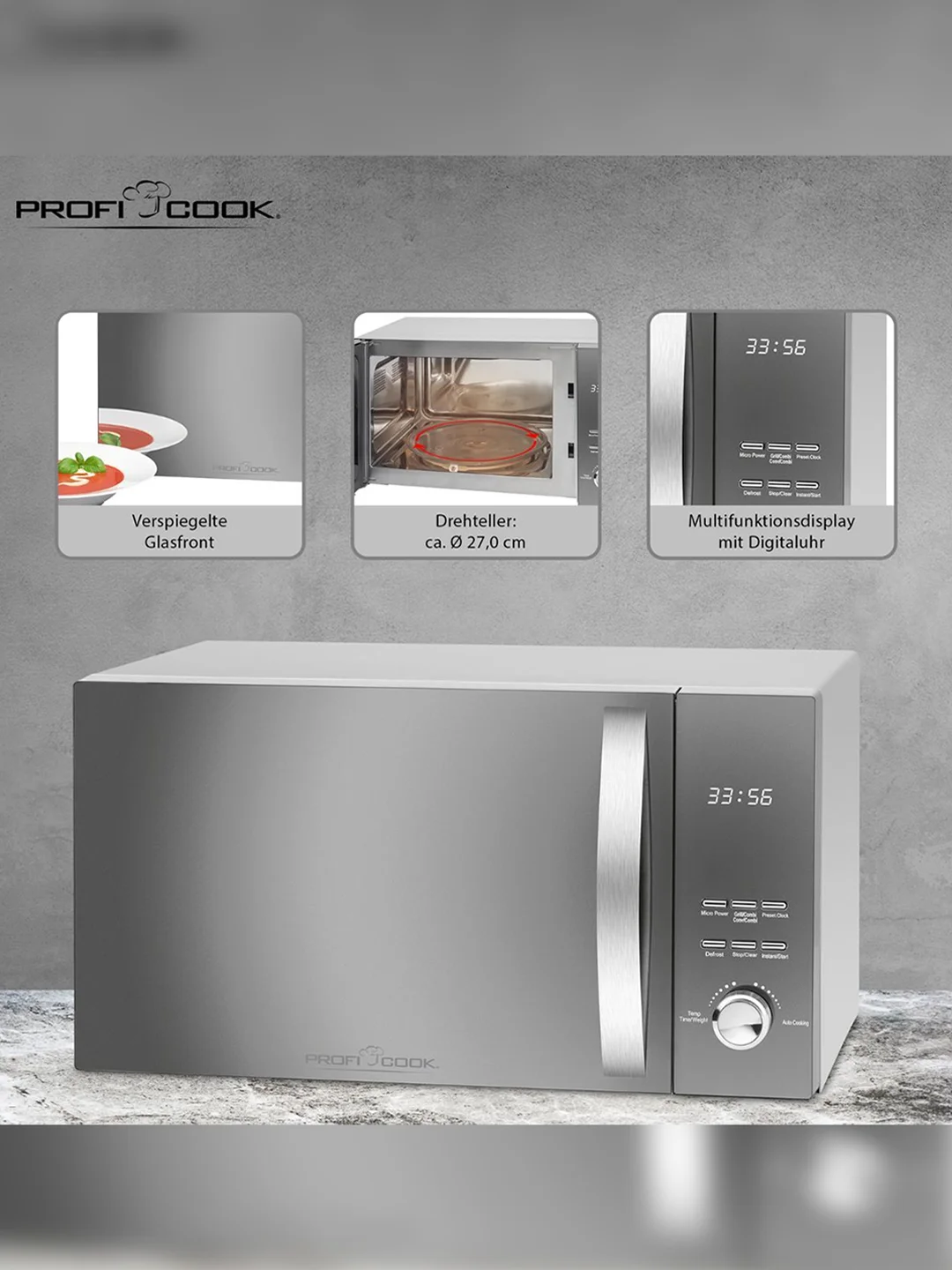 Микроволновая печь Profi Cook PC-MWG 1176 silber