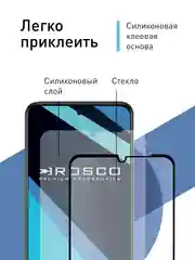 Прозрачный стекло для Vivo Y28 4G защитное ROSCO прозрачное с олеофобным покрытием, черной рамкой