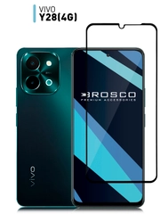Стекло для Vivo Y28 4G защитное ROSCO прозрачное с олеофобным покрытием, черной рамкой