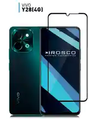 Стекло для Vivo Y28 4G защитное ROSCO прозрачное с олеофобным покрытием, черной рамкой