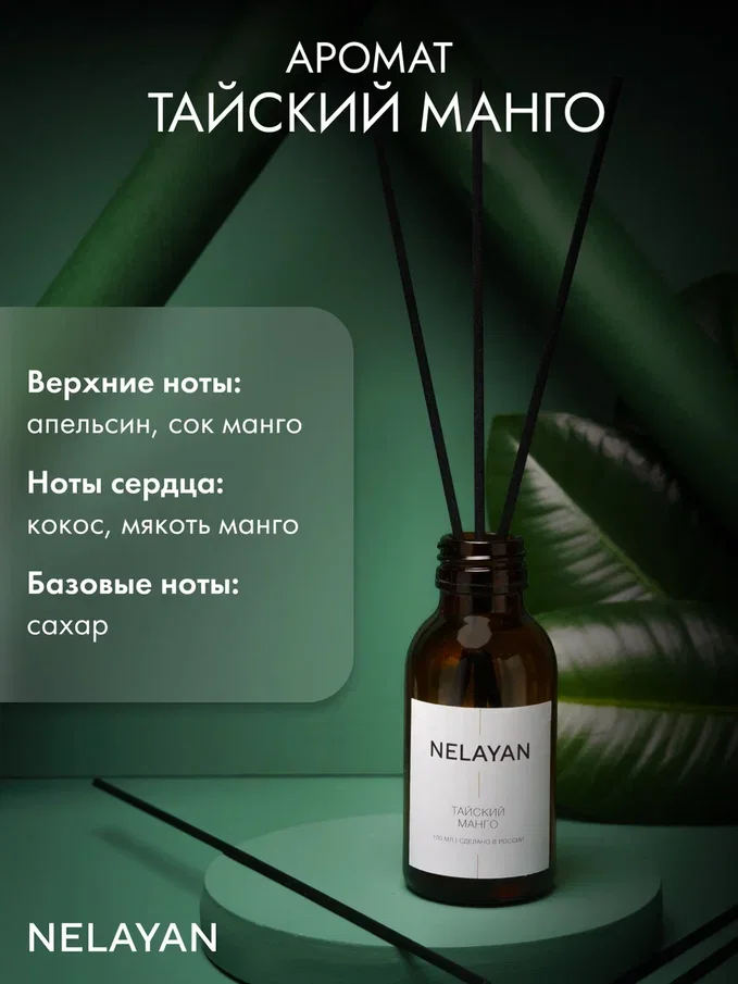 Манго аромадиффузор NELAYAN для дома с палочками, 100 мл