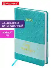 Ежедневник датированный 2025 Brauberg, планер планинг записная книжка А5, под кожу