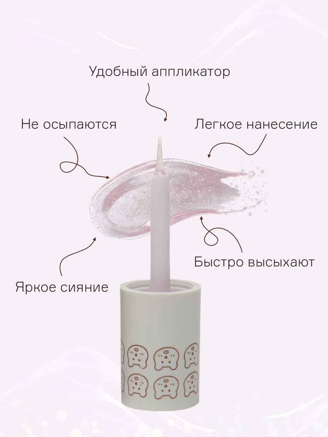 Молочный тени для век Cappuvini жидкие, глиттер, блестящие, корейские спаркл