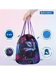 Сумка для сменной обуви, мешок для сменки Brauberg Premium, карман, светоотражайка, 271621