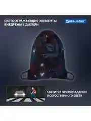 Сумка для сменной обуви, мешок для сменки Brauberg Premium, карман, светоотражайка, 271621
