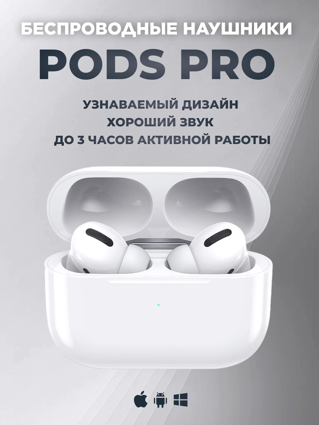 Белый беспроводные наушники Pods Pro c микрофоном, сенсорные, с анимацией для iPhone, Android