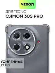 Прозрачный чехол для Tecno Camon 30s Pro противоударный силиконовый BROSCORP прозрачный с углами