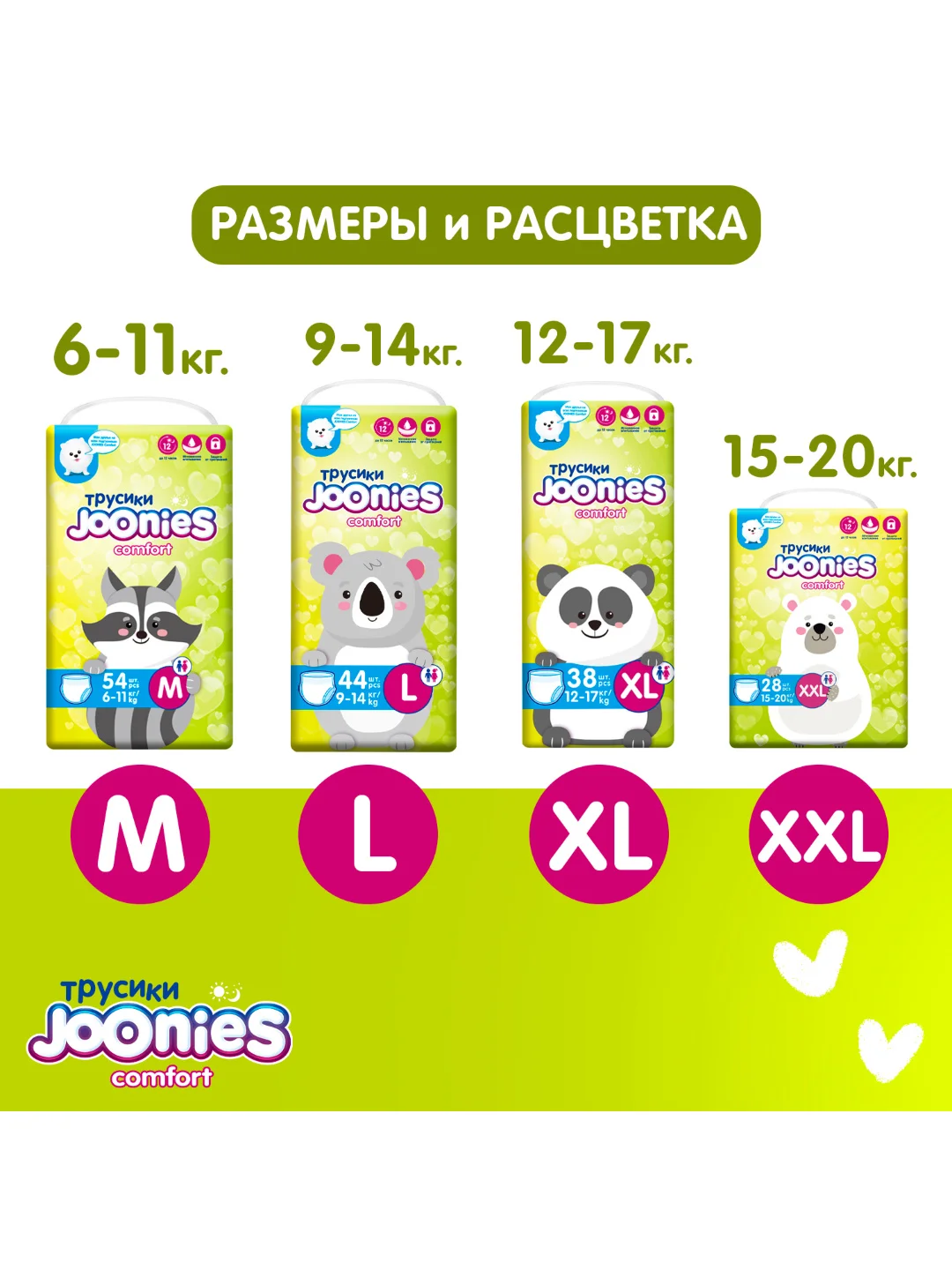 Подгузники-трусики JOONIES Comfort, размер XL, 12-17 кг, 38 штук