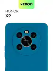 Синий чехол BROSCORP для Honor X9 матовый, силиконовый, тонкий, бортик вокруг камер