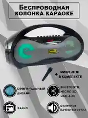 Колонка караоке беспроводная Bluetooth, AUX, FM со светомузыкой