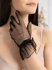 Сетчатые прозрачные женские перчатки, короткие гипюровые