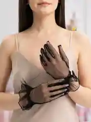 Белый сетчатые прозрачные женские перчатки, короткие гипюровые