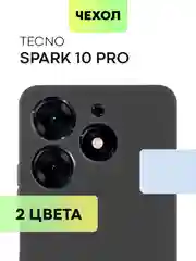 Черный чехол BROSCORP для Tecno Spark 10 Pro матовый силиконовый тонкий, бортик вокруг камер