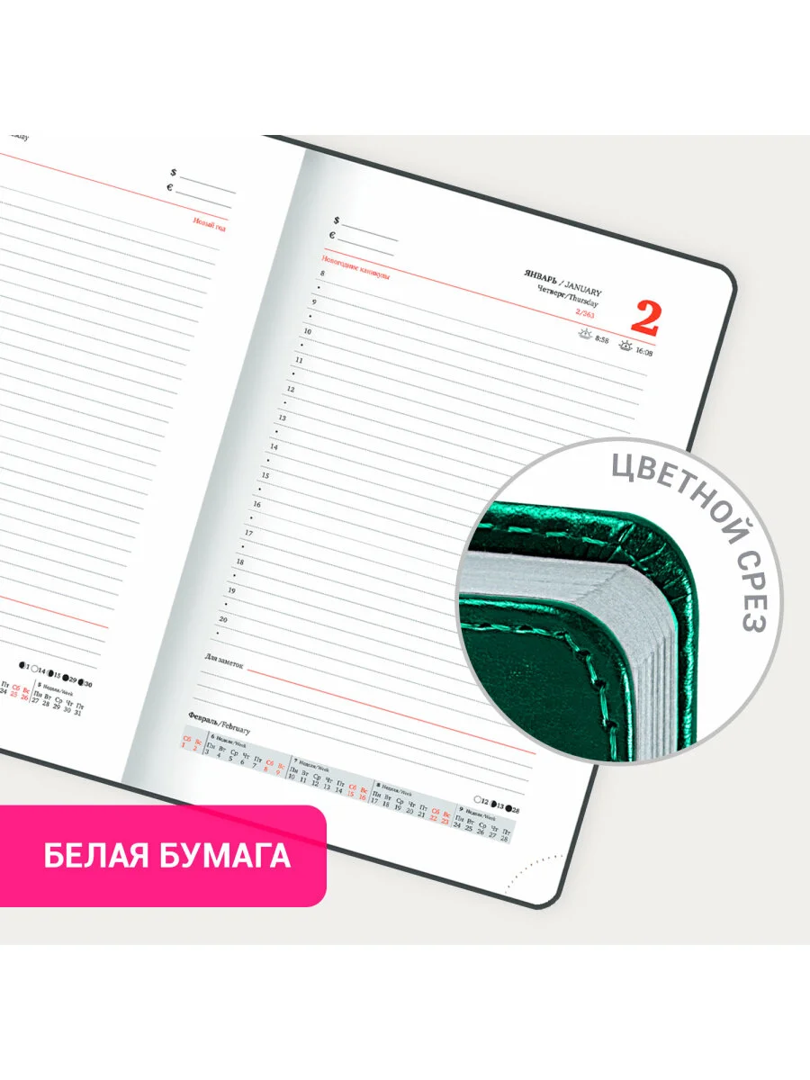Ежедневник датированный 2025 Brauberg, планер планинг записная книжка А5, под кожу