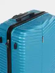 Голубой чемодан на колесах, с кодовым замком, ударопрочный, поликарбонат