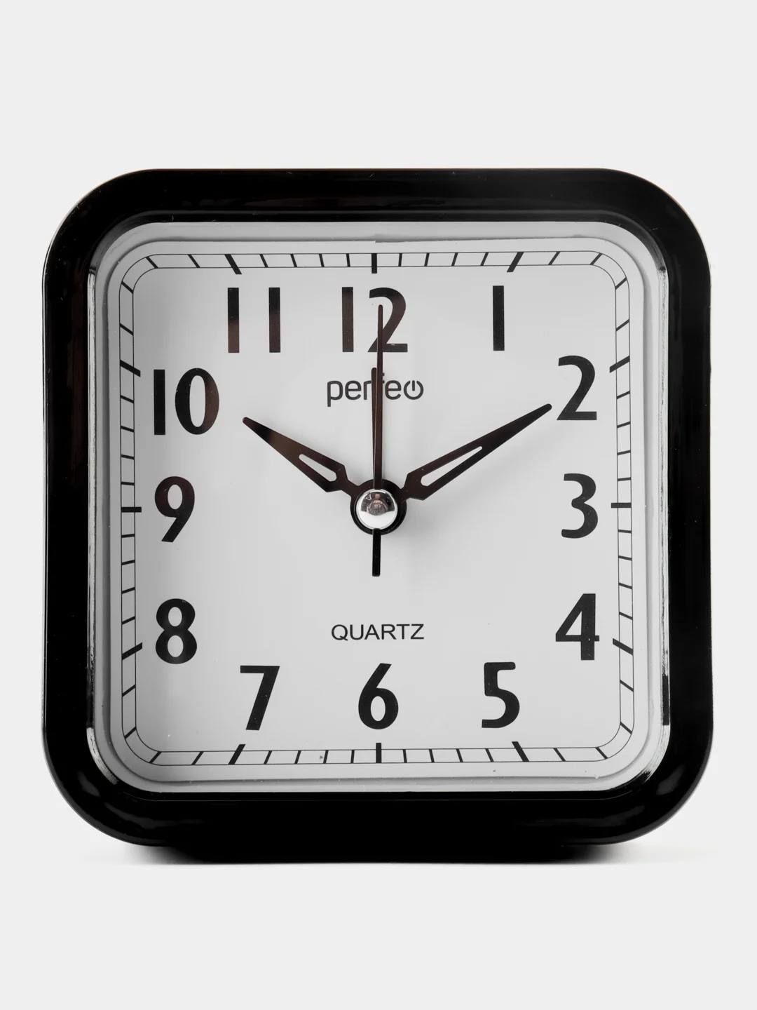 Черный часы-будильник Perfeo Quartz "PF-TC-019", квадратные 10*10 см