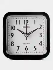 Черный часы-будильник Perfeo Quartz "PF-TC-019", квадратные 10*10 см