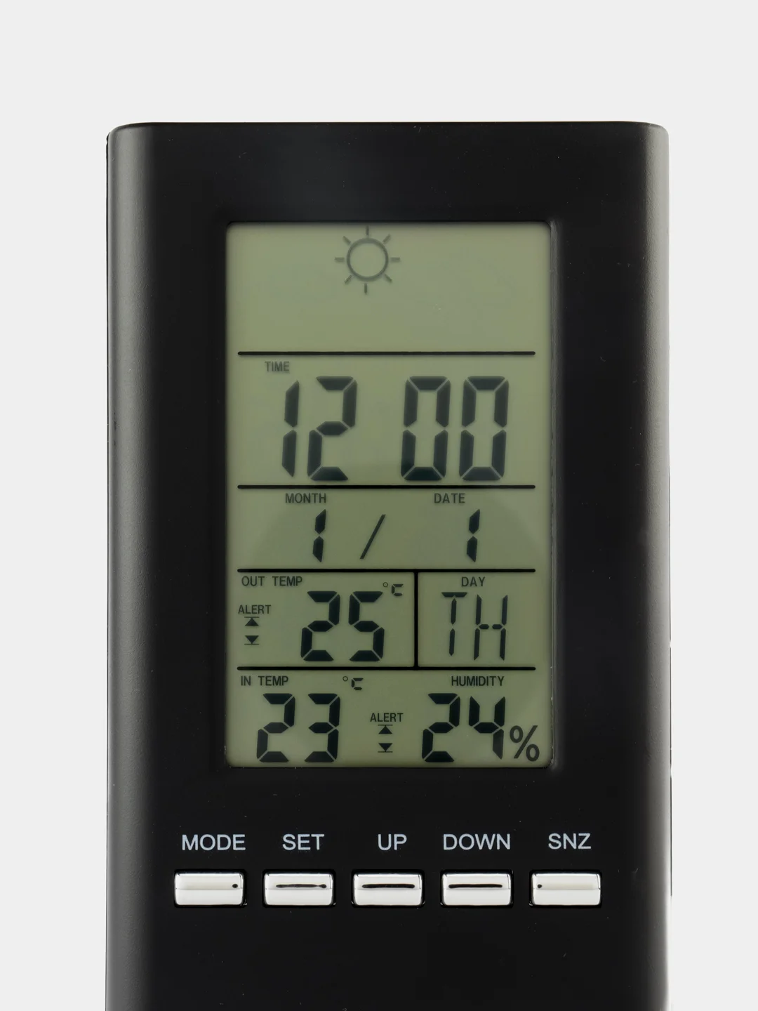 Черный часы-метеостанция Perfeo "Meteo", (PF-S3331F) время, темп., датчик ул. темп., влажность