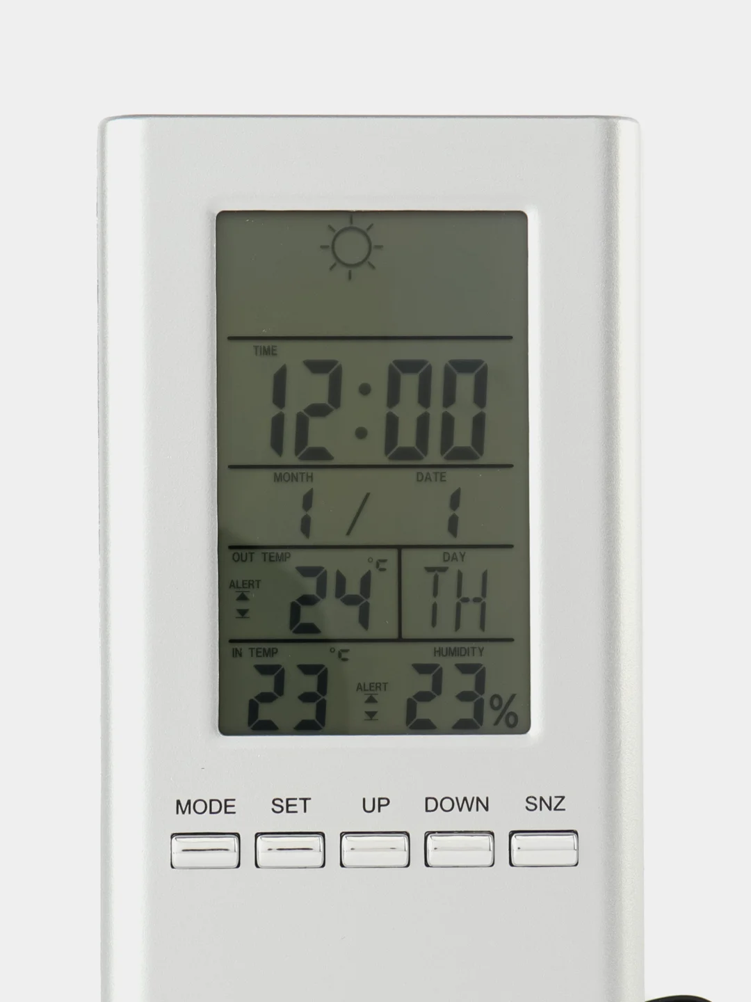 Серебряный часы-метеостанция Perfeo "Meteo", (PF-S3331F) время, темп., датчик ул. темп., влажность
