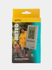 Серебряный часы-метеостанция Perfeo "Meteo", (PF-S3331F) время, темп., датчик ул. темп., влажность