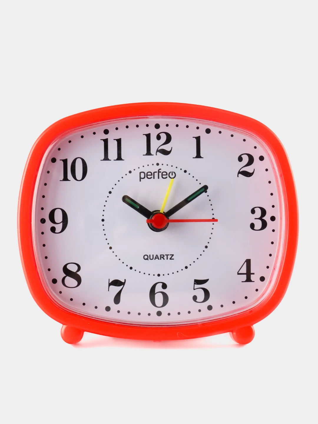Красный часы-будильник Perfeo Quartz "PF-TC-005", прямоугольные 10*8,5 см