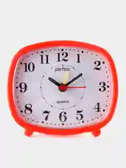 Красный часы-будильник Perfeo Quartz "PF-TC-005", прямоугольные 10*8,5 см