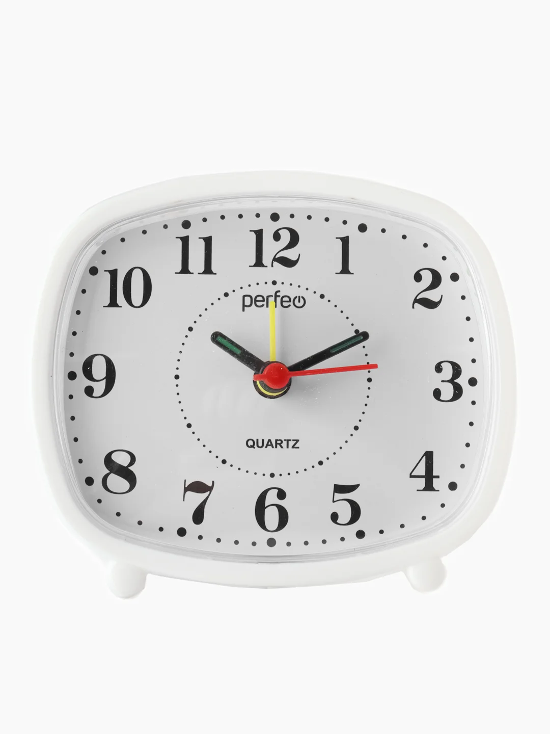 Белый часы-будильник Perfeo Quartz "PF-TC-005", прямоугольные 10*8,5 см