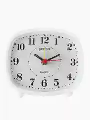 Белый часы-будильник Perfeo Quartz "PF-TC-005", прямоугольные 10*8,5 см