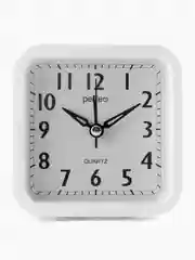 Белый часы-будильник Perfeo Quartz "PF-TC-019", квадратные 10*10 см
