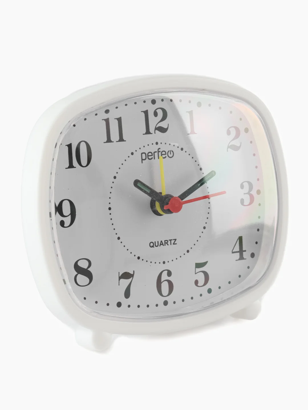 Белый часы-будильник Perfeo Quartz "PF-TC-005", прямоугольные 10*8,5 см