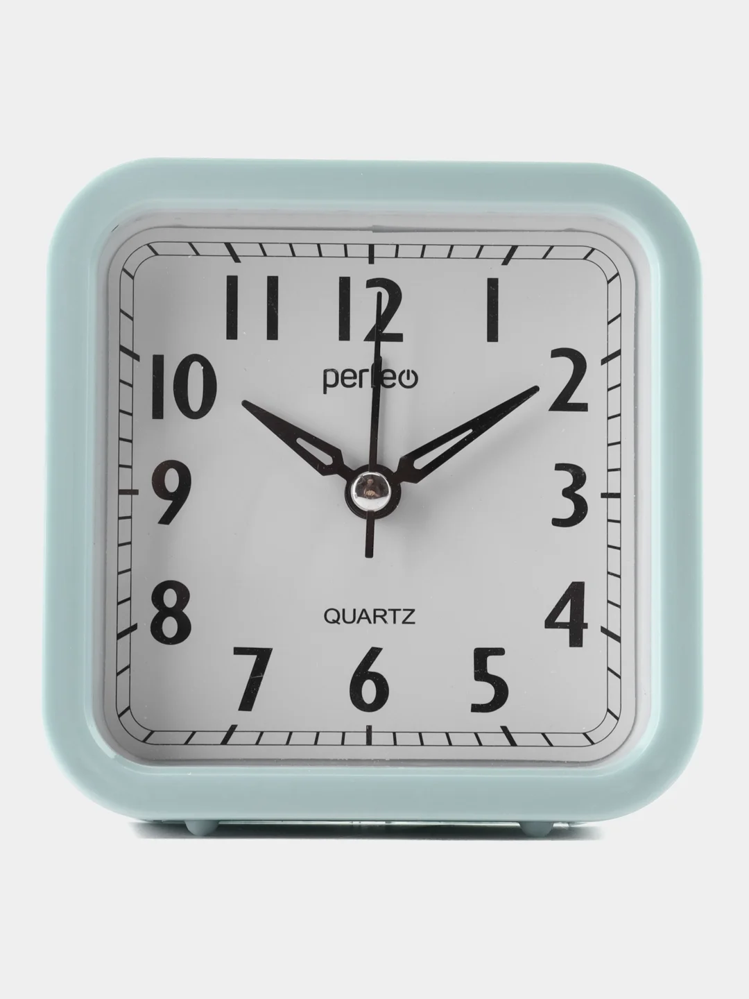 Зеленый часы-будильник Perfeo Quartz "PF-TC-019", квадратные 10*10 см