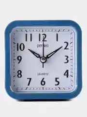 Синий часы-будильник Perfeo Quartz "PF-TC-019", квадратные 10*10 см