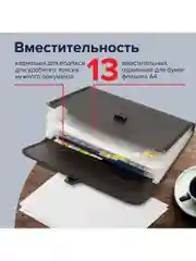 Папка для бумаг и документов с замком и 13 отделениями BRAUBERG HIT, А4, пластик, черная