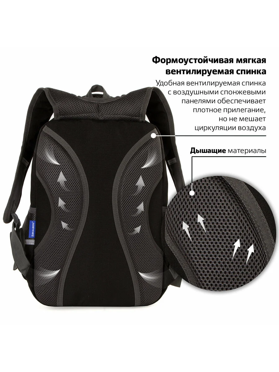 Рюкзак школьный для мальчика Brauberg Star, 1 отделение, 5 карманов, Spider, 229978