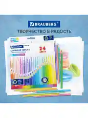 Карандаши цветные BRAUBERG PASTEL, 24 пастельных цвета, трёхгранные, грифель 3 мм, 181851