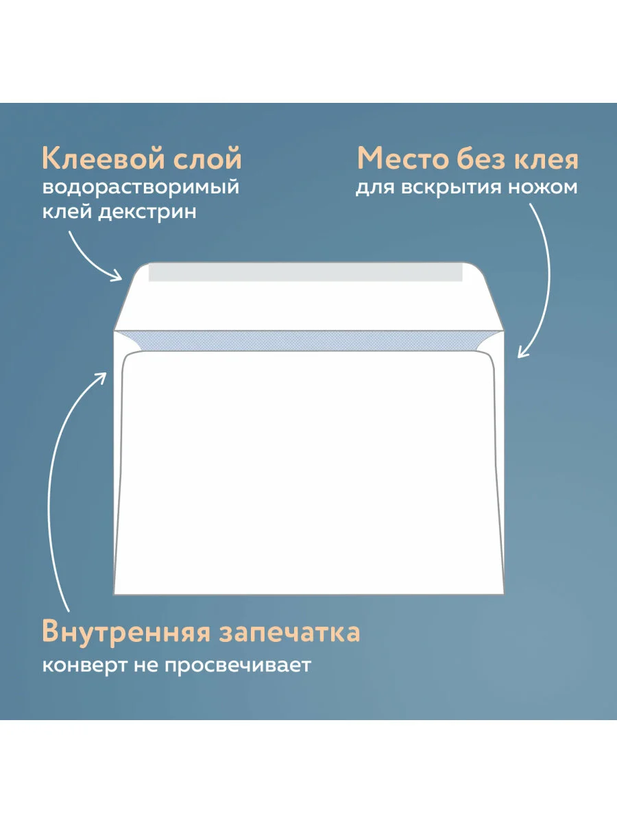Конверт почтовый бумажный С5 (162х229 мм) клей, Куда-кому, 80 г/м2, 50 штук, 124199