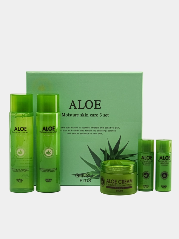 Набор для лица уходовый с алоэ, SKIN CARE 3 SET (ALOE), GIINSU, 150 мл*2/30 мл*2/50 г